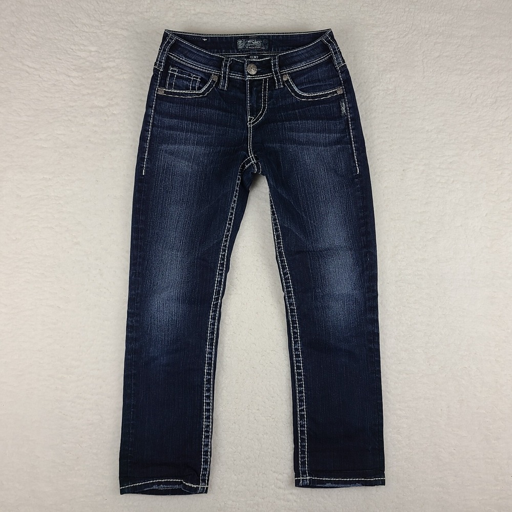 Silver Jeans Womens 25 Blue Suki High Capri Dark Wash‎ Denim